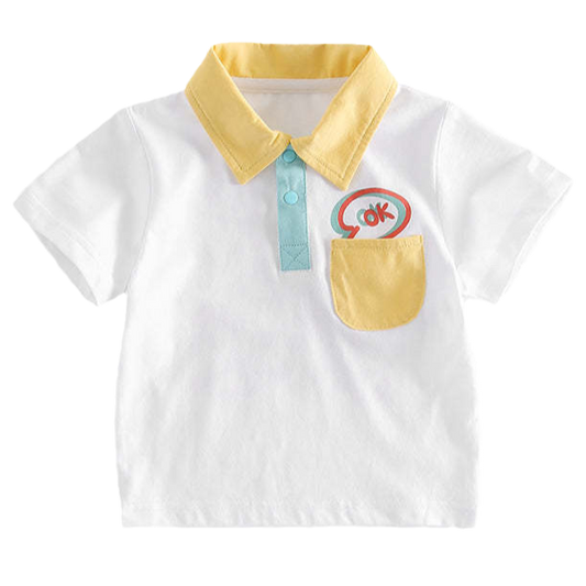 Fashion Baby Kid Boys Letters Color-blocking Polo Shirts