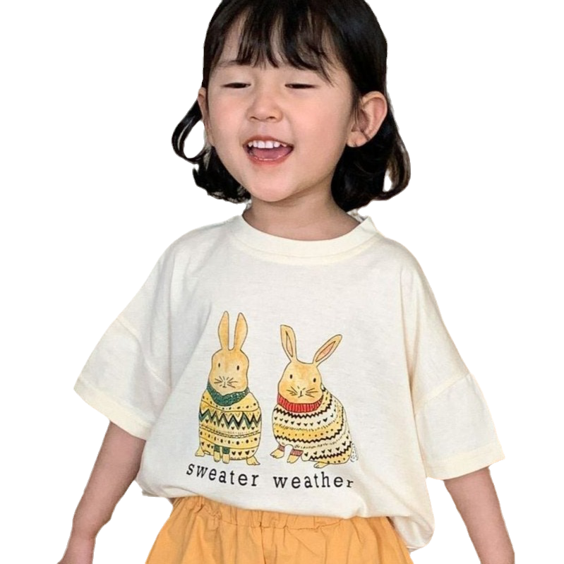 Baby Kid Girls Letters Animals Cartoon Print T-Shirts