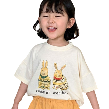 Baby Kid Girls Letters Animals Cartoon Print T-Shirts