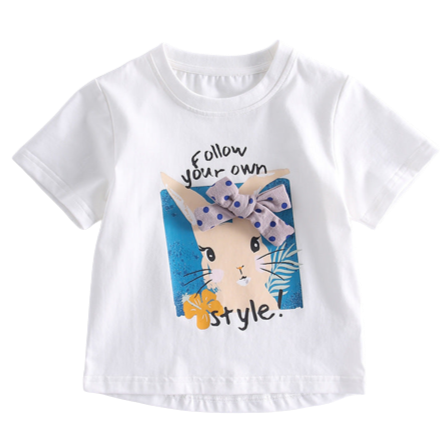 Baby Kid Girls Cartoon Bow Print T-Shirts