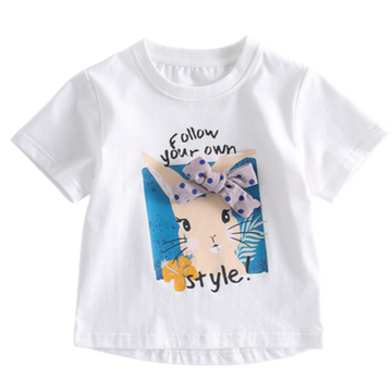 Baby Kid Girls Cartoon Bow Print T-Shirts