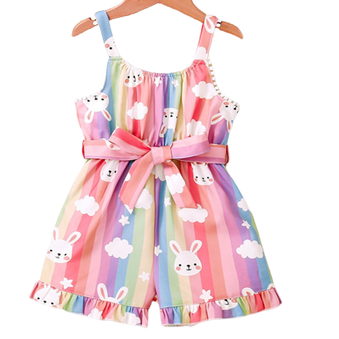 Baby Kid Girls Rabbit Print Rompers