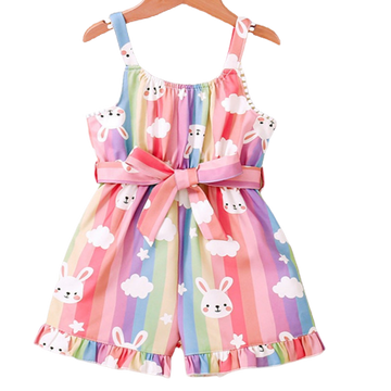 Baby Kid Girls Rabbit Print Rompers