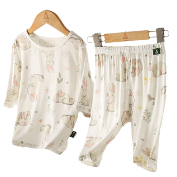 Cute 2 Pieces Set Baby Kid Unisex Rabbit Print Tops And Pants