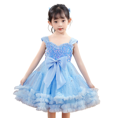 Cute Baby Kid Girls Color-blocking Bow Lace Princess Dresses