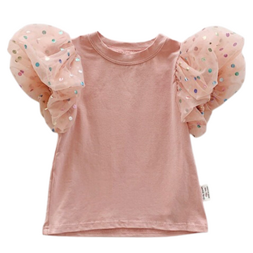 Baby Kid Girls Polka dots Lace T-Shirts