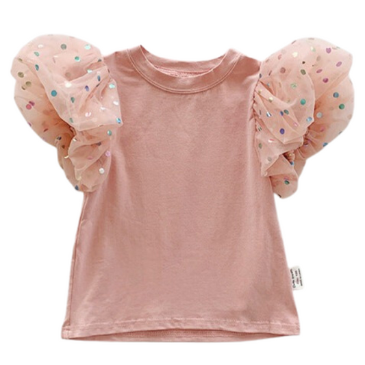 Baby Kid Girls Polka dots Lace T-Shirts