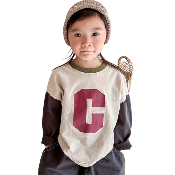 Baby Kid Unisex Color-blocking Alphabet Tops