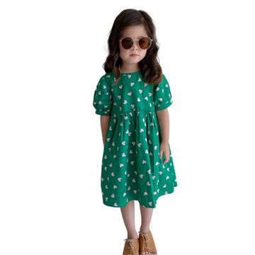 Baby Kid Girls Love heart Print Dresses