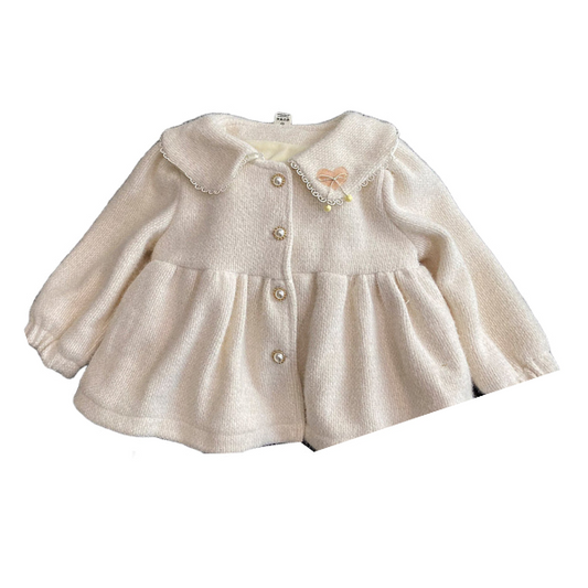 Baby Kid Girls Solid Color Love heart Lace Coats