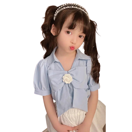 Baby Kid Girls Flower Bow Blouses