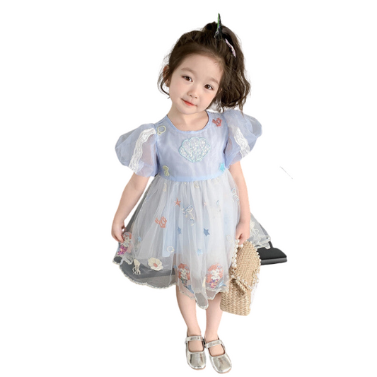 Baby Kid Girls Cartoon Star Embroidered Dresses