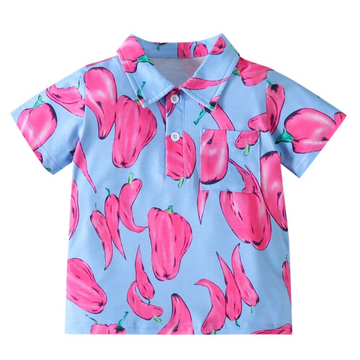 Cute Baby Kid Boys Plant Print Polo Shirts