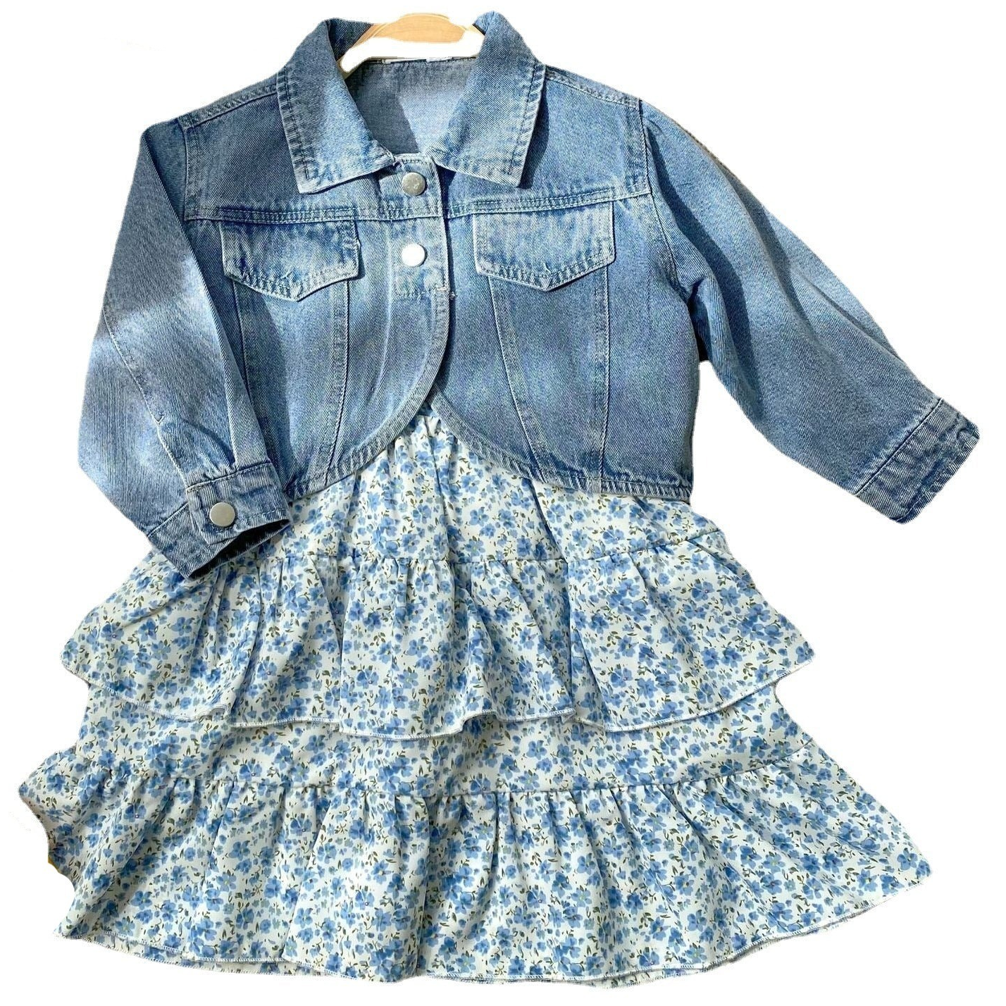 Baby Kid Girls Solid Color Flower Print Jackets Outwears