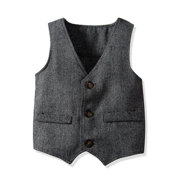 Baby Kid Boys Solid Color Houndstooth Vests Waistcoats