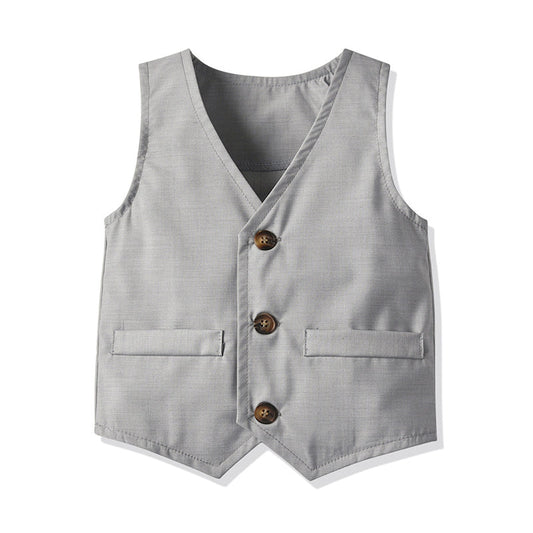 Baby Kid Boys Solid Color Houndstooth Vests Waistcoats