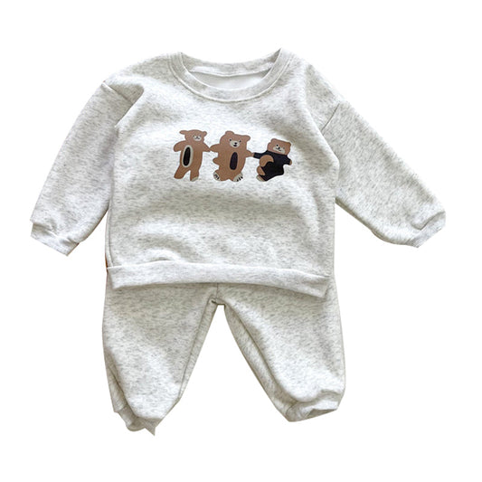 Cute 2 Pieces Set Baby Kid Girls Boys Animals Print Tops And Solid Color Pants