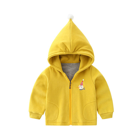 Baby Kid Boys Cartoon Embroidered Hooded Jackets Outwears