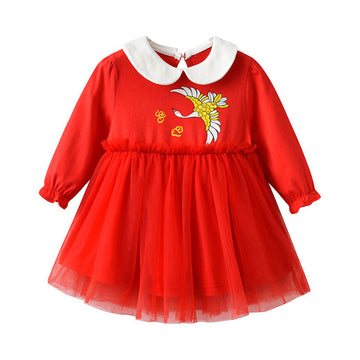 Baby Kid Girls Animals Lace Print Dresses