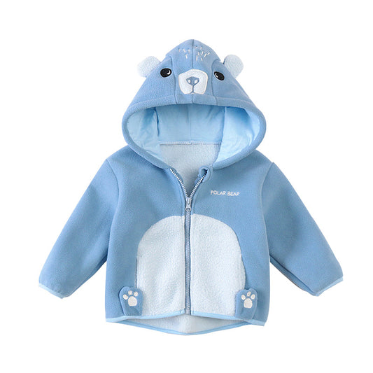 Baby Kid Unisex Letters Color-blocking Animals Cartoon Embroidered Jackets Outwears