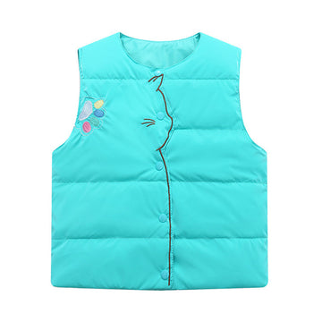 Kid Girls Boys Color-blocking Cartoon Ribbon Print Vests Waistcoats