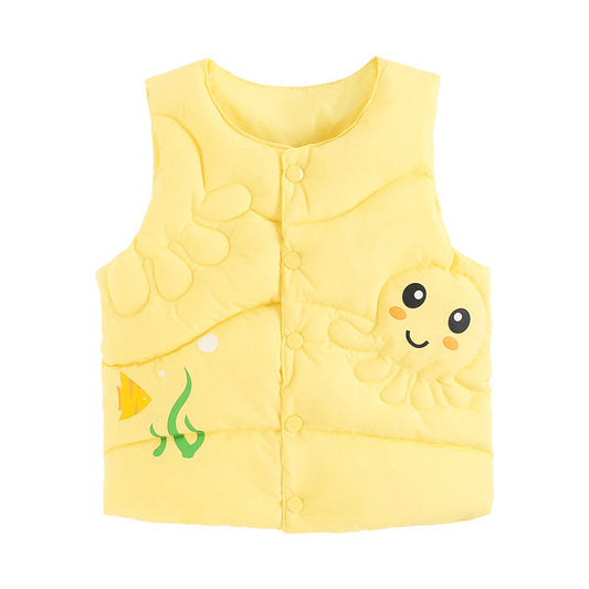 Baby Kid Girls Boys Color-blocking Animals Cartoon Plant Print Vests Waistcoats