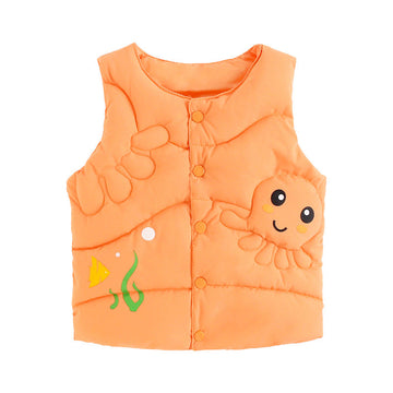 Baby Kid Girls Boys Color-blocking Animals Cartoon Plant Print Vests Waistcoats