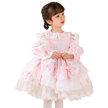 Baby Kid Girls Lace Print Dressy Party Spanish Dresses Princess Dresses