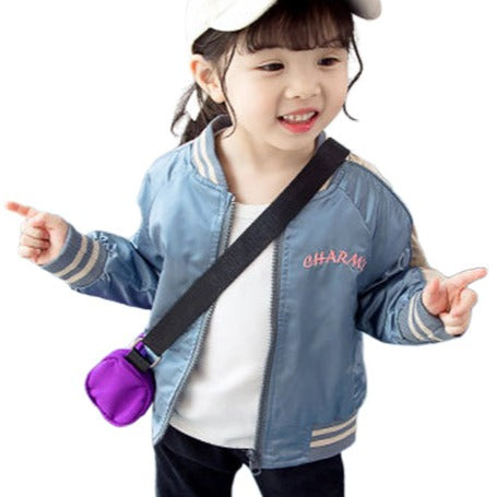 Baby Kid Girls Striped Letters Embroidered Jackets Outwears