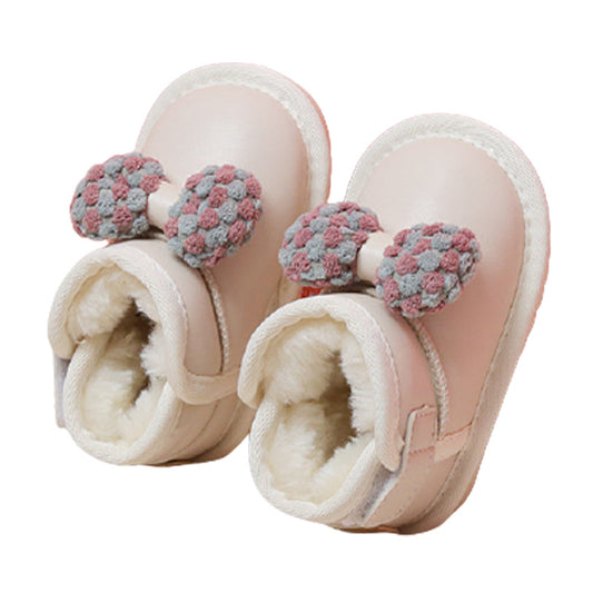 Baby Girls Solid Color Bow Shoes