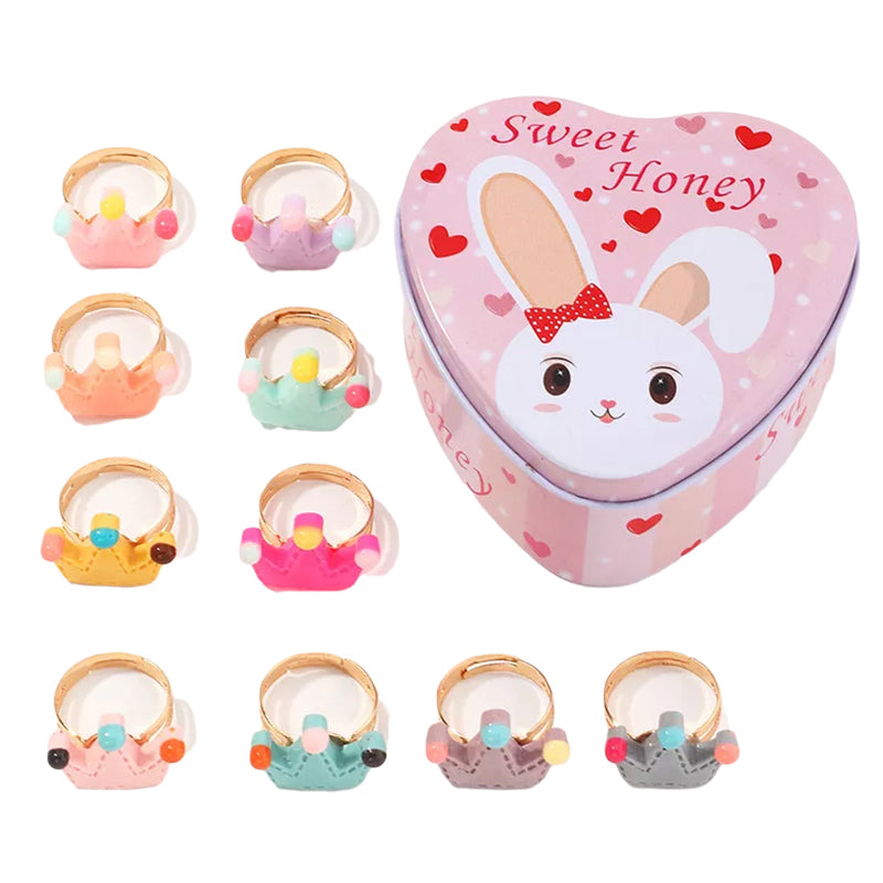 Cute Randomly 10 Pack Girl Crown Rings
