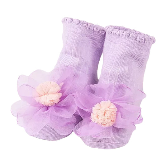 Baby Kid Girls Solid Color Flower Lace Accessories Socks