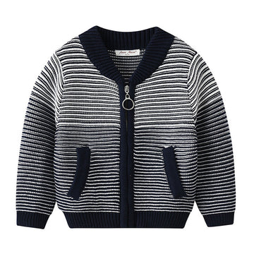 Baby Kid Boys Striped Color-blocking Cardigan