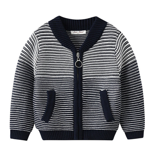 Baby Kid Boys Striped Color-blocking Cardigan