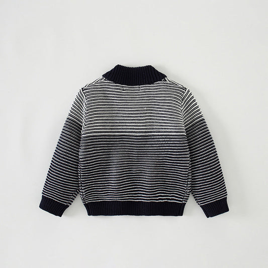 Baby Kid Boys Striped Color-blocking Cardigan