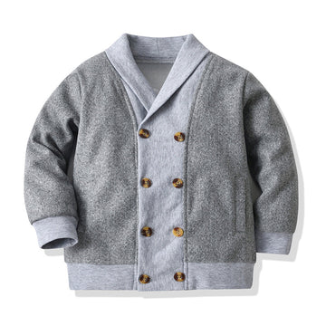 Baby Kid Boys Solid Color Muslin&Ribbed Jackets Outwears