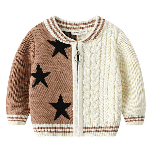 Baby Kid Unisex Striped Star Crochet Jackets Outwears Vests Waistcoats