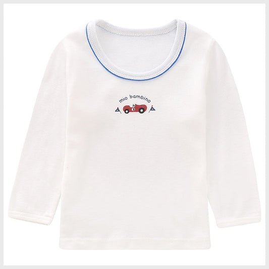 Baby Kid Boys Striped Car Cartoon Print Tops