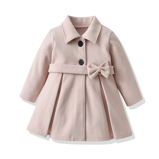 Baby Kid Girls Solid Color Bow Coats Jackets Outwears