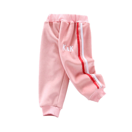 Baby Kid Unisex Striped Letters Embroidered Pants