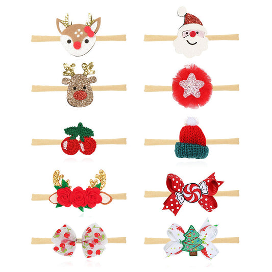 Girls Flower Animals Cartoon Plant Bow Christmas Accessories