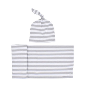 1 Pack Baby Stripe Swaddles Blanket With Hat Set