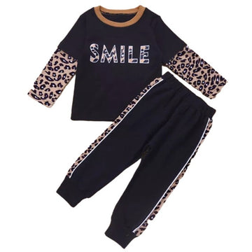 2-Piece Toddler Leopard Smile Set Top And Pants