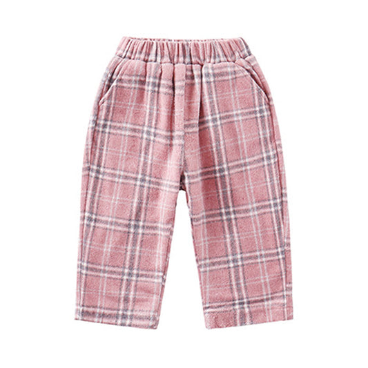 Baby Kid Girls Color-blocking Checked Pants