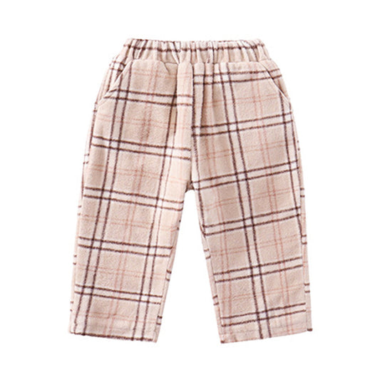 Baby Kid Girls Color-blocking Checked Pants