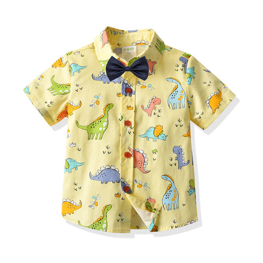 Baby Kid Boys Dinosaur Cartoon Print Beach Shirts