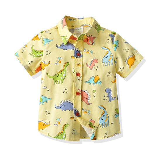 Baby Kid Boys Dinosaur Cartoon Print Beach Shirts