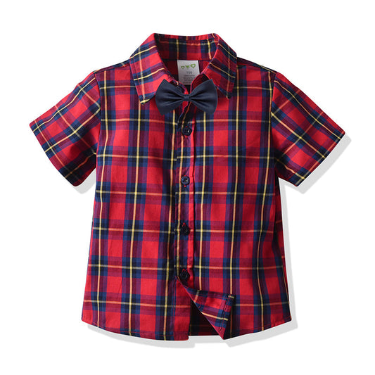 Cute Baby Kid Boys Checked Bow Shirts Others Accessories