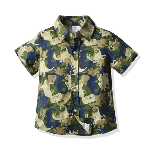 Baby Kid Boys Dinosaur Camo Print Shirts