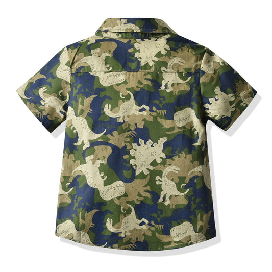 Baby Kid Boys Dinosaur Camo Print Shirts